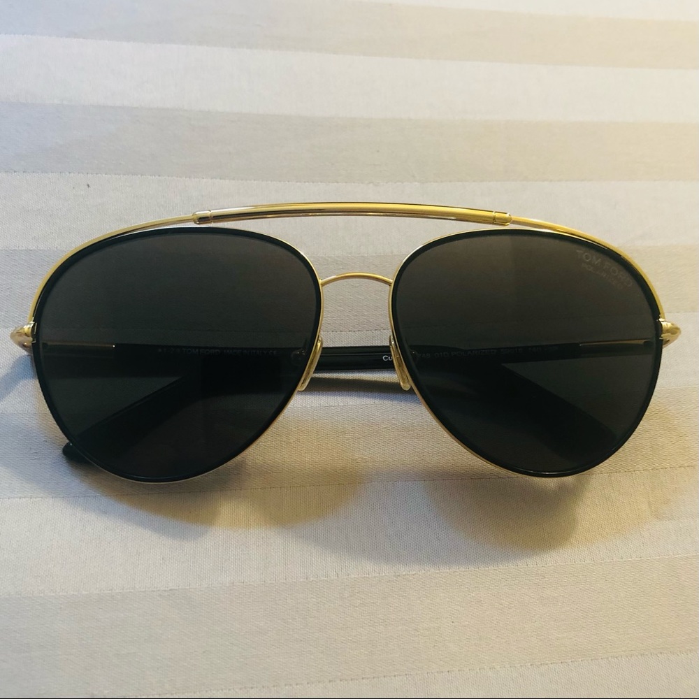 NEW Authentic Tom Ford Black/Gold Curtis Aviators